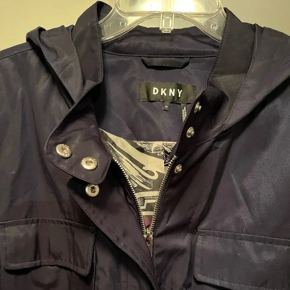 SOLD⭐️DKNY Navy Water Repellent Trench Coat (Plus Size 3X) NWT - Picture 3 of 8